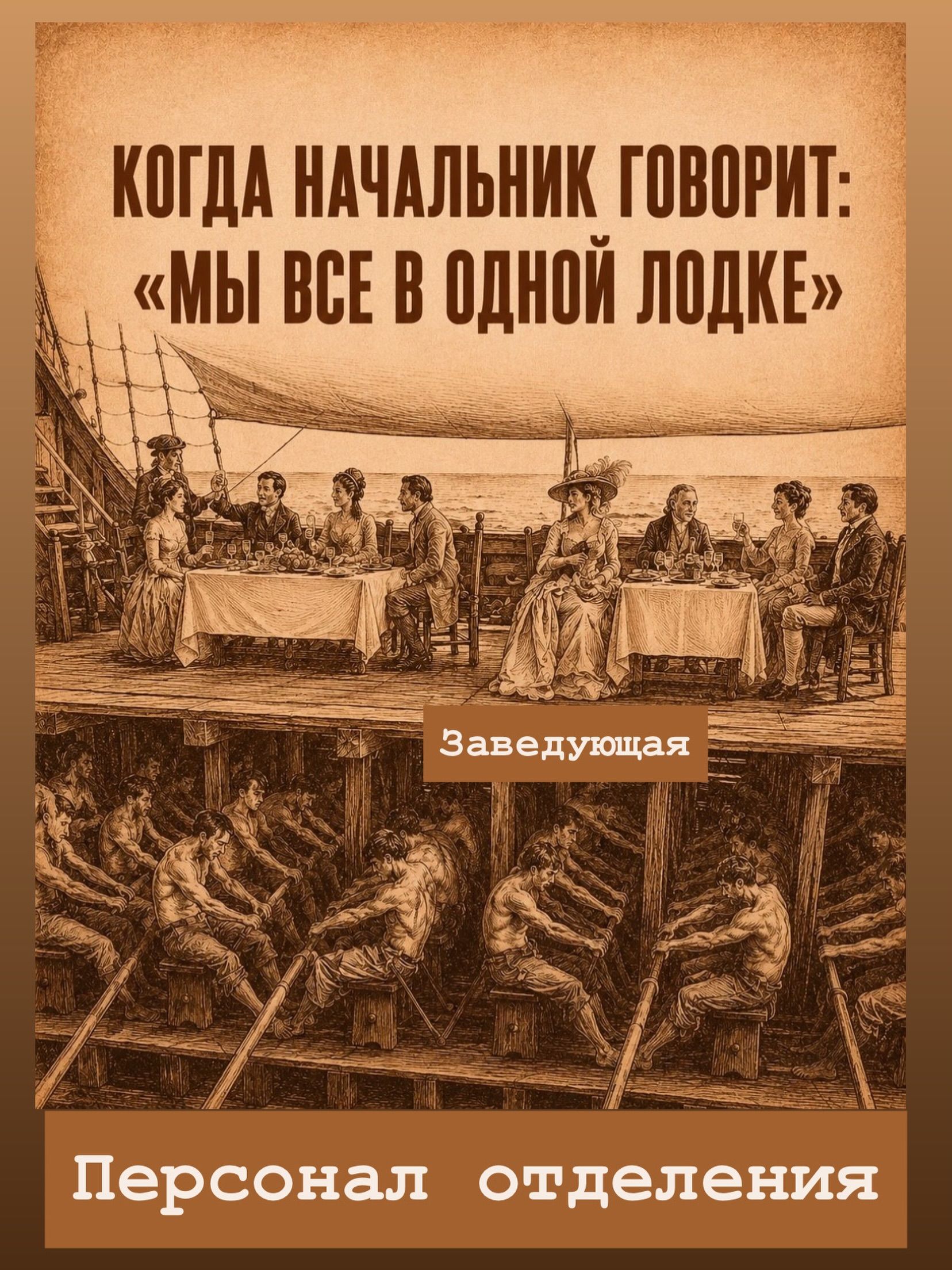 КОГДА НАЧАЛЬНИК ГОВОРИТ: «МЫ ВСЕ В ОДНОЙ ЛОДКЕ» Заведующая Персонал отделения