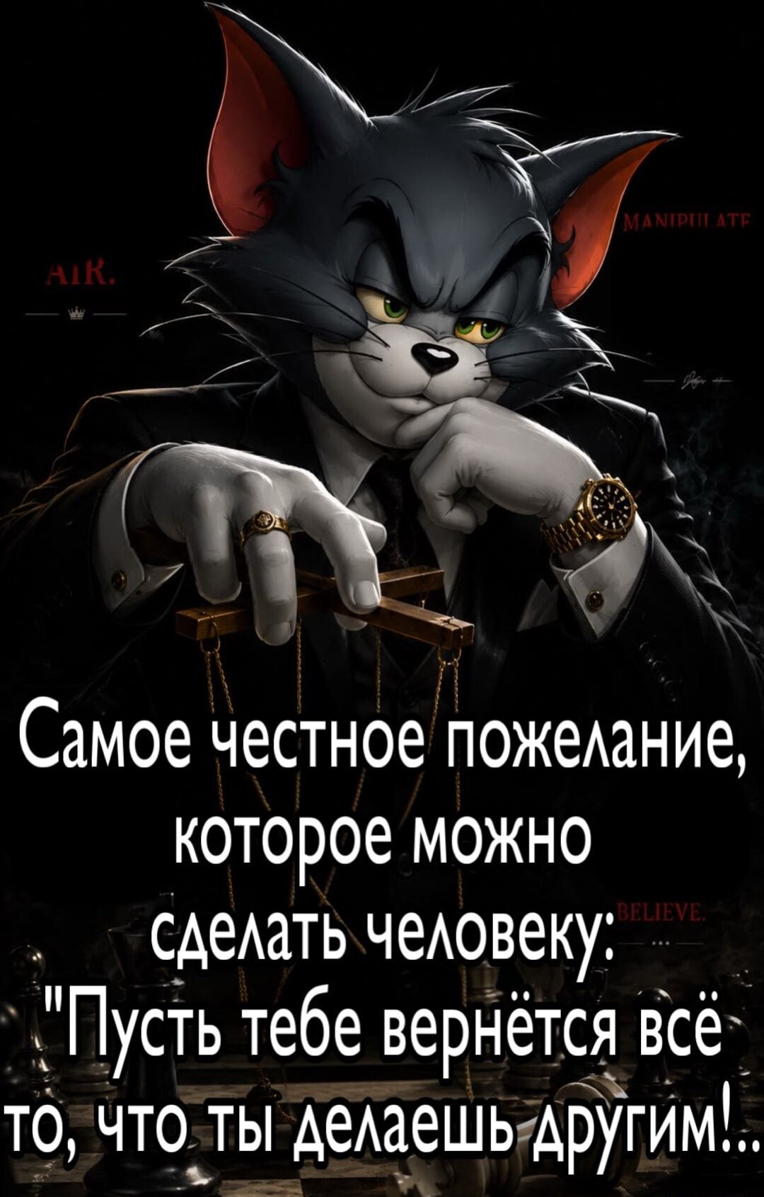 Самое честное пожелание, которое можно сделать человеку: 'Пусть тебе вернётся всё то, что ты делаешь другим!'