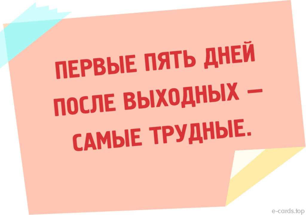 ПЕРВЫЕ ПЯТЬ ДНЕЙ ПОСЛЕ ВЫХОДНЫХ – САМЫЕ ТРУДНЫЕ.