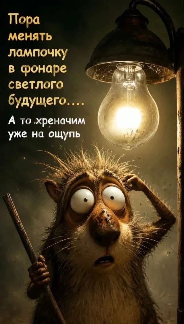 Пора менять лампочку в фонаре светлого будущего.... А то .хреначим уже на ощупь