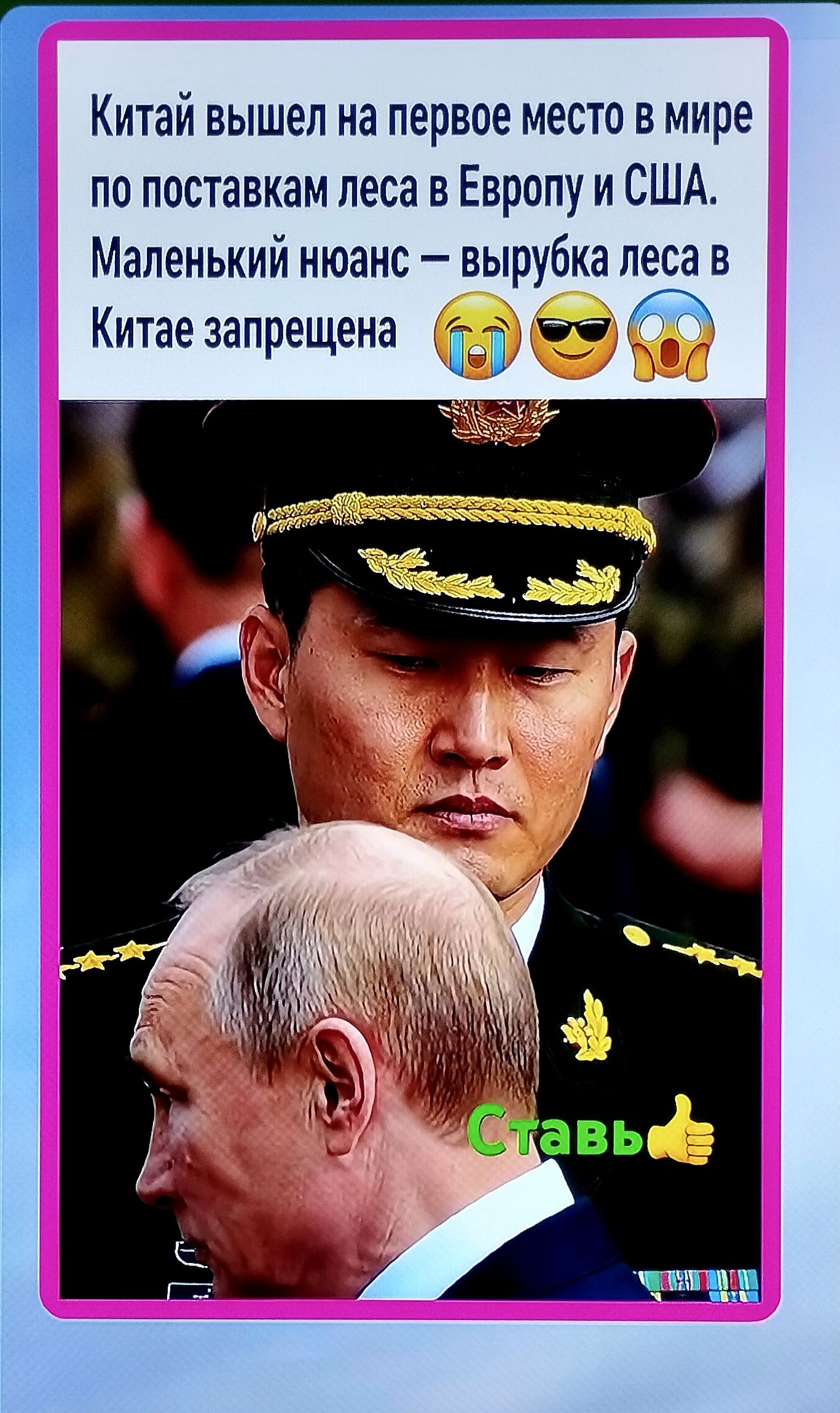 Китай вышел на первое место в мире по поставкам леса в Европу и США. Маленький нюанс — вырубка леса в Китае запрещена. Ставь