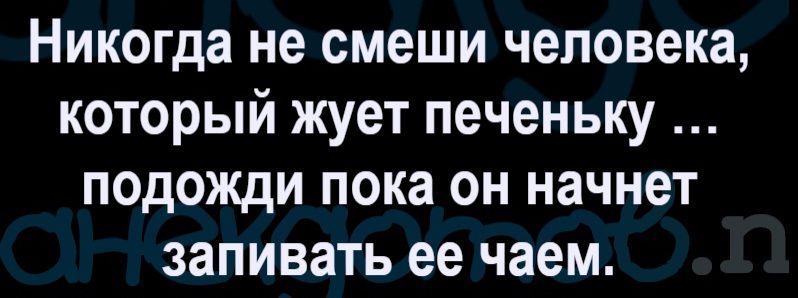 Никогда не смеши человека, который жует печеньку ... подожди пока он начнет запивать ее чаем.