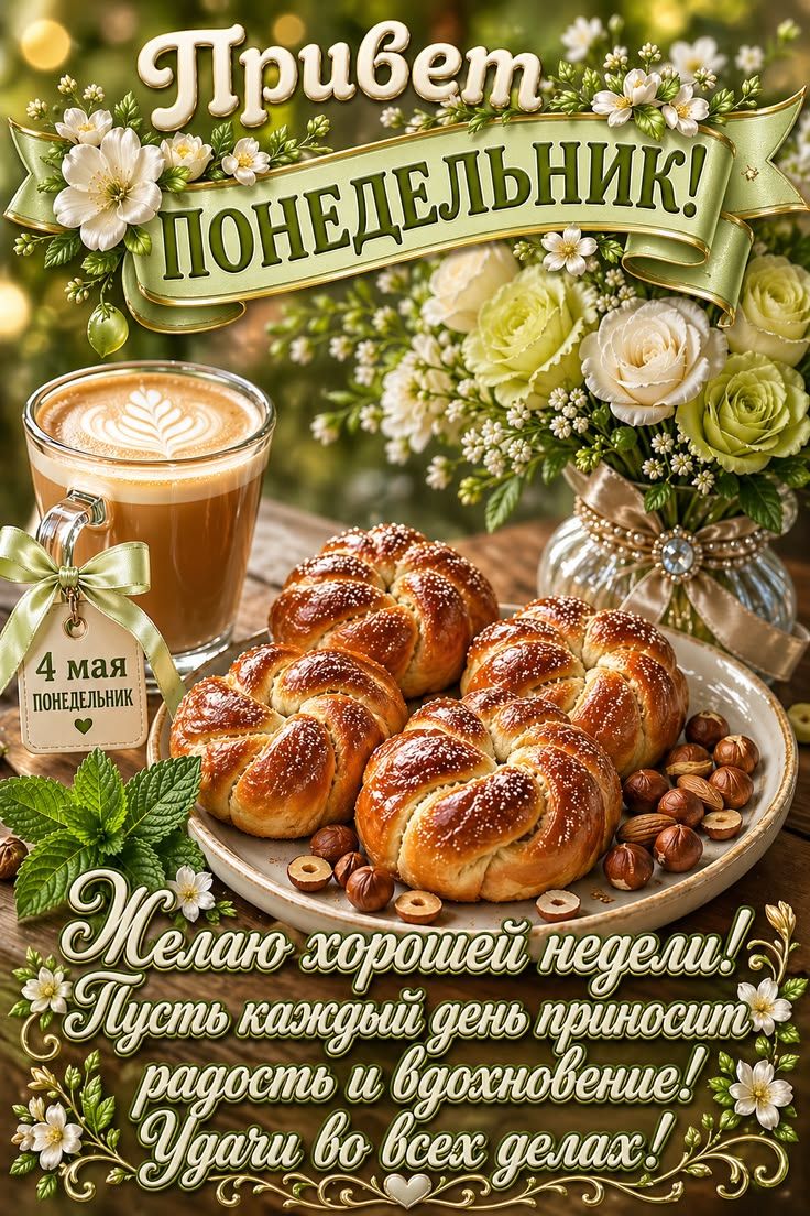 Привет Понедельник! 4 мая Понедельник Желаю хорошей недели! Пусть каждый день приносит радость и вдохновение! Удачи во всех делах!