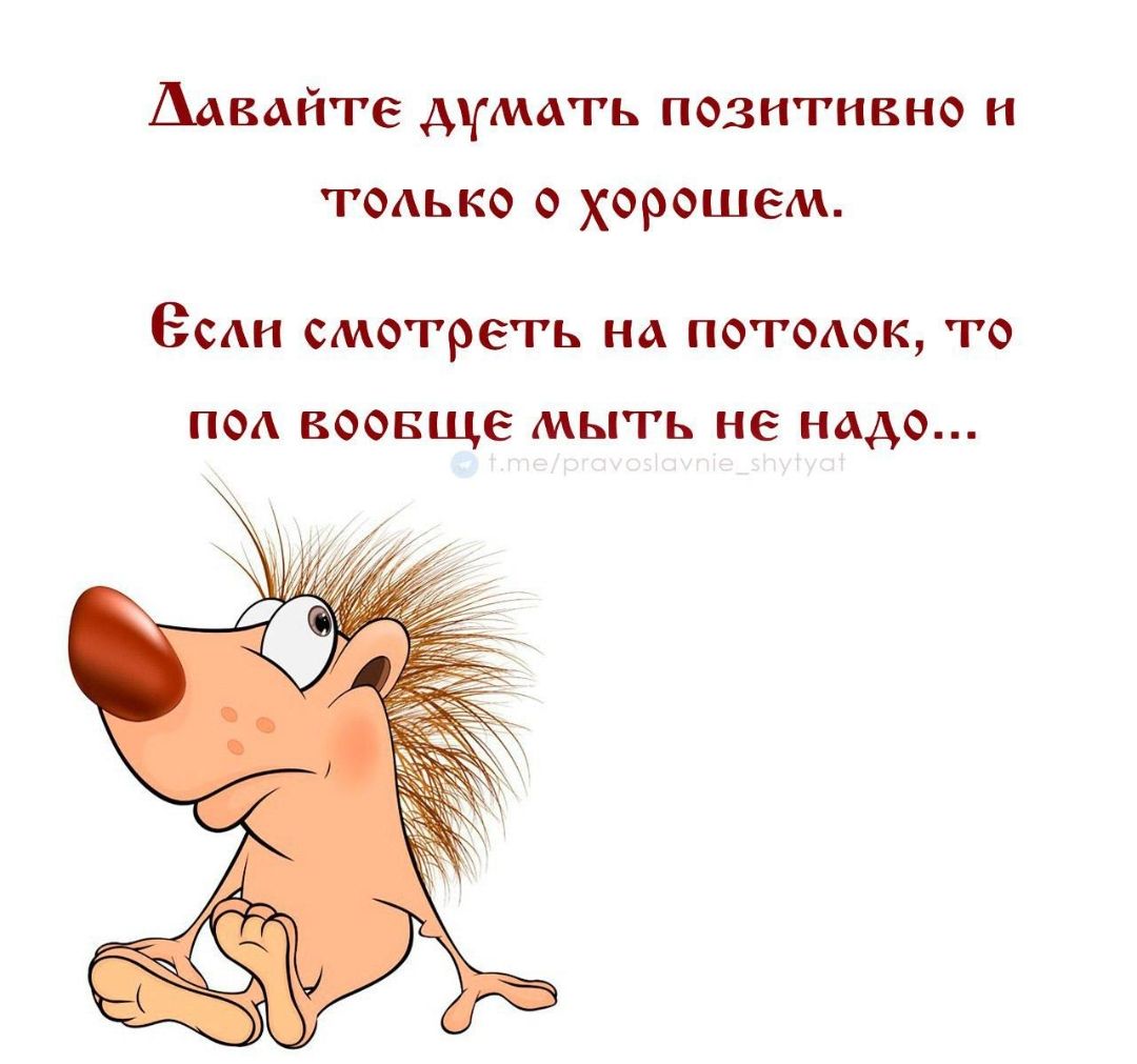 Давайте думать позитивно и только о хорошем. Если смотреть на потолок, то пол вообще мыть не надо...