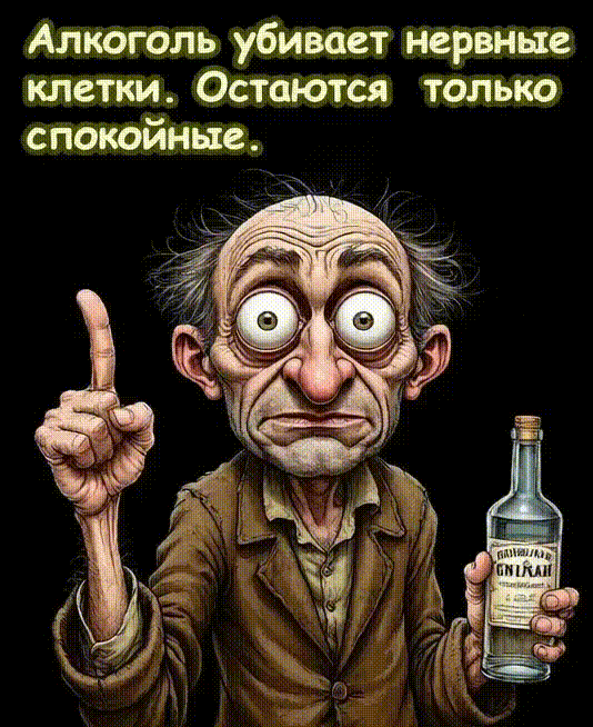 Алкоголь убивает нервные клетки. Остаются только спокойные.