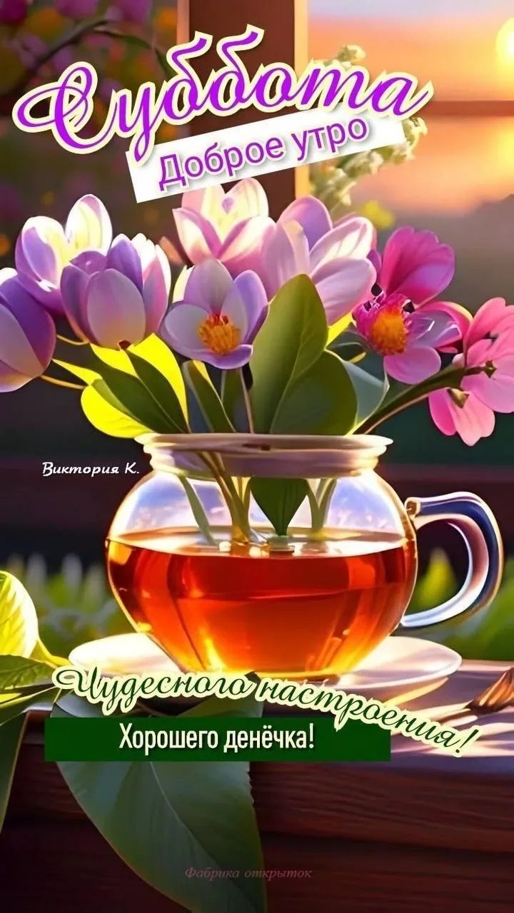 Суббота доброе утро Виктория К. Чудесного настроения! Хорошего денёчка! Фабрика открыток