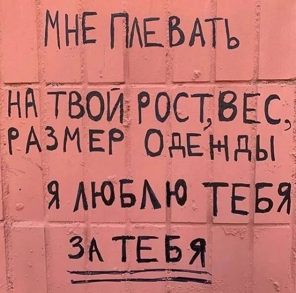 МНЕ ПЛЕВАТЬ НА ТВОЙ РОСТ, ВЕС, РАЗМЕР ОДЕЖДЫ, Я ЛЮБЛЮ ТЕБЯ ЗА ТЕБЯ