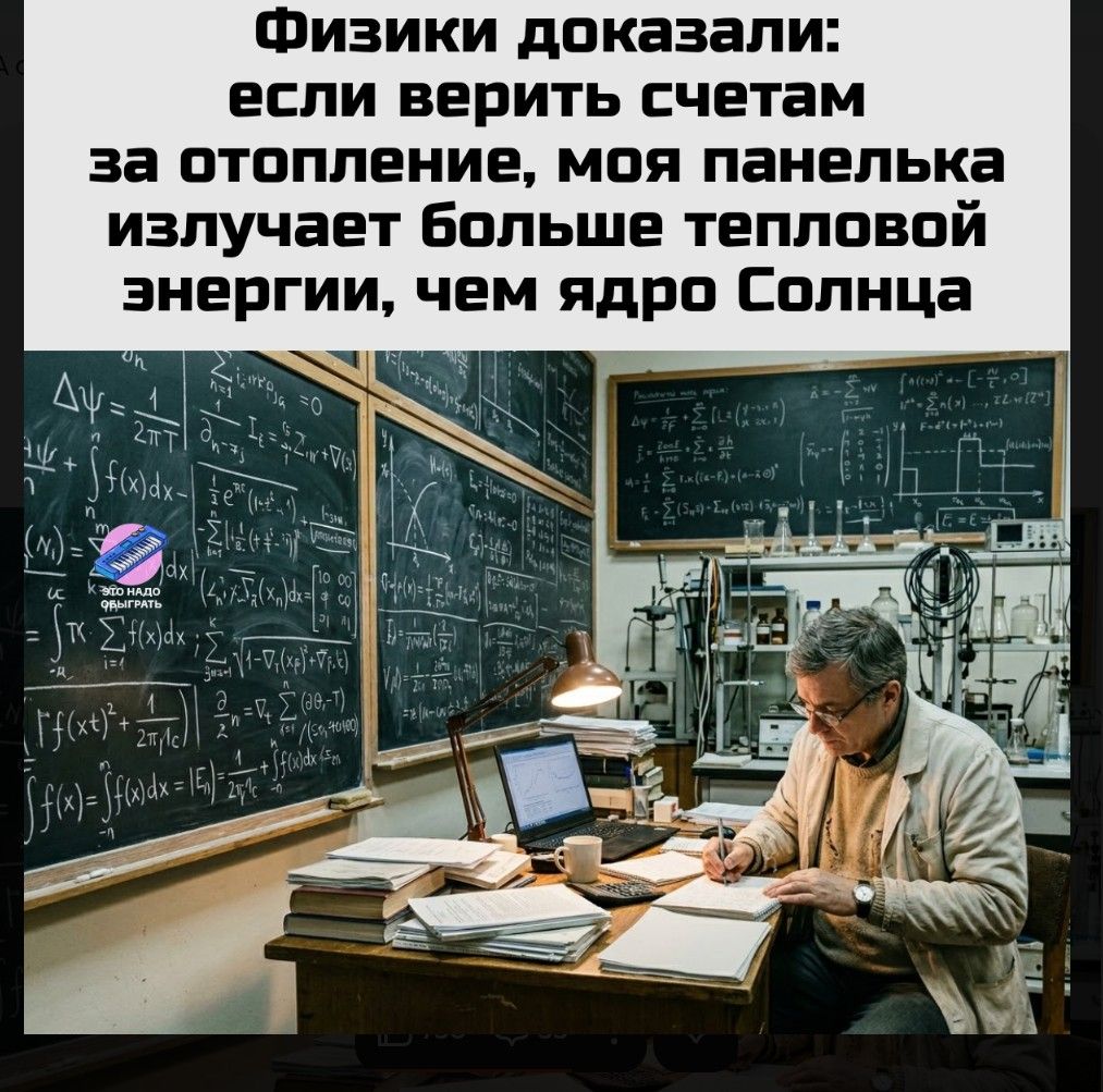 Физики доказали: если верить счетам за отопление, моя панелька излучает больше тепловой энергии, чем ядро Солнца ЭТО НАДО ОФИГРАТЬ