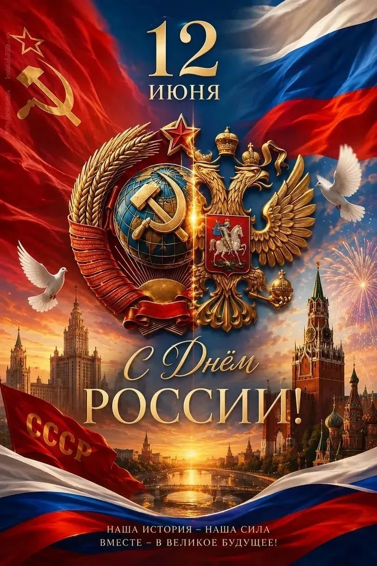 12 ИЮНЯ С Днём РОССИИ! СССР НАША ИСТОРИЯ – НАША СИЛА ВМЕСТЕ – В ВЕЛИКОЕ БУДУЩЕЕ!