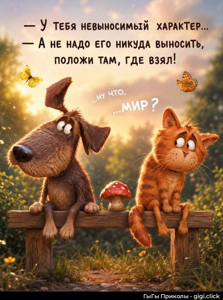 У тебя невыносимый характер... А не надо его никуда выносить, положи там, где взял! ...ну что, ...МИР?