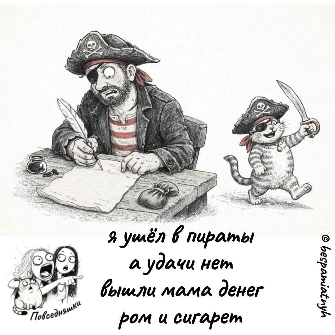 я ушёл в пираты а удачи нет вышли мама денег ром и сигарет