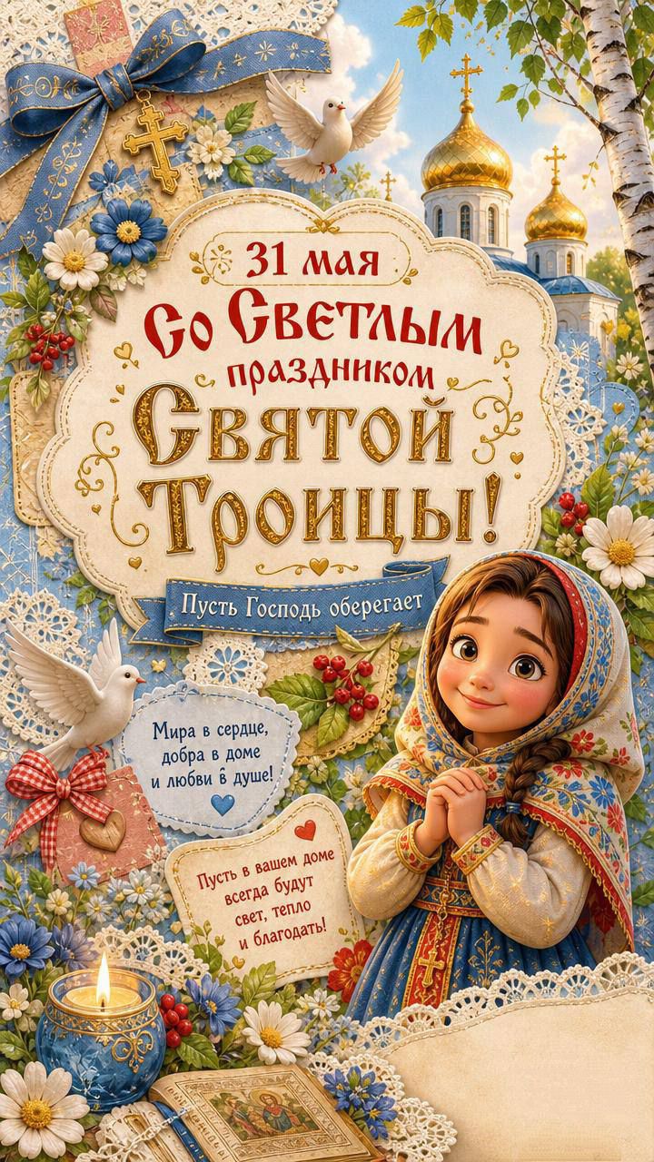 31 мая Со Светлым праздником Святой Троицы! Пусть Господь оберегает Мира в сердце, добра в доме и любви в душе! Пусть в вашем доме всегда будут свет, тепло и благодать!