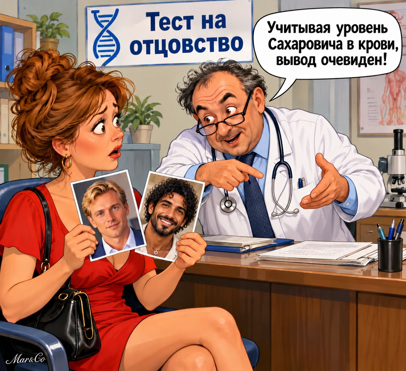 Тест на отцовство. Учитывая уровень Сахаровича в крови, вывод очевиден!