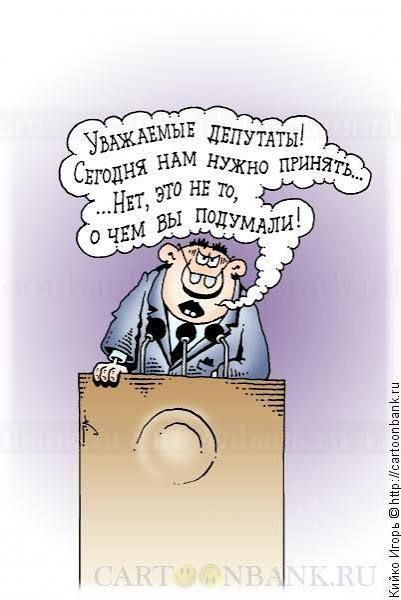 Уважаемые депутаты! Сегодня нам нужно принять... ...Нет, это не то, о чем вы подумали!