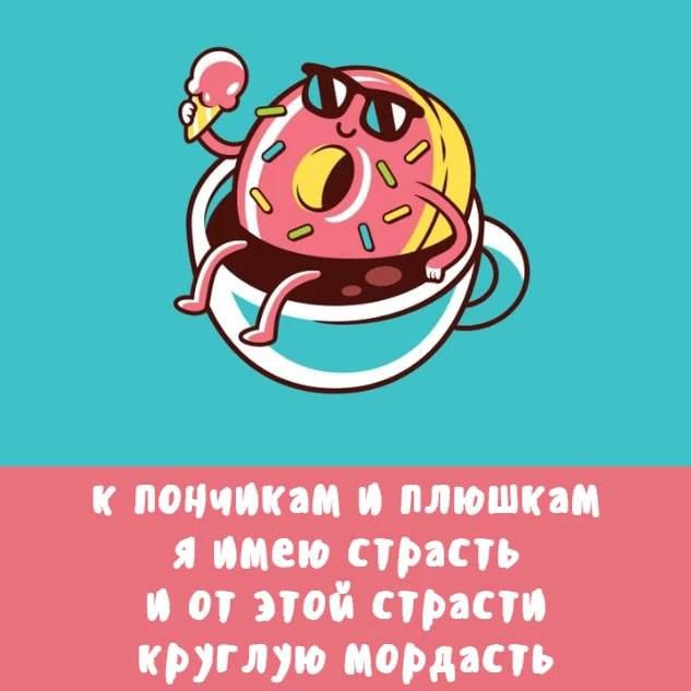 К пончикам и плюшкам я имею страсть, и от этой страсти круглую мордасть.