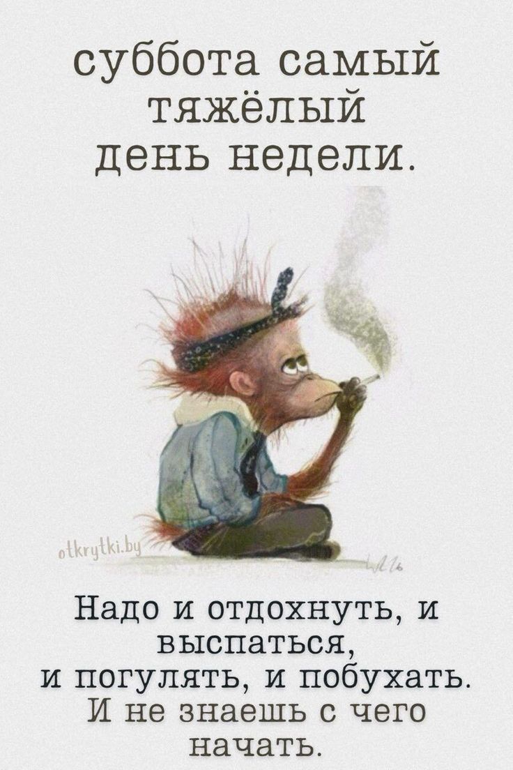 суббота самый тяжелый день недели. Надо и отдохнуть, и выспаться, и погулять, и побухать. И не знаешь с чего начать.