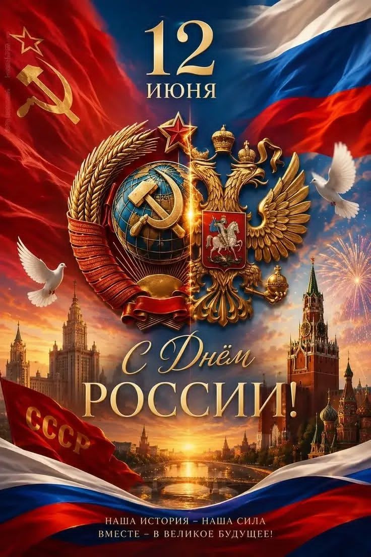 12 ИЮНЯ С Днём РОССИИ! СССР НАША ИСТОРИЯ – НАША СИЛА ВМЕСТЕ – В ВЕЛИКОЕ БУДУЩЕЕ!