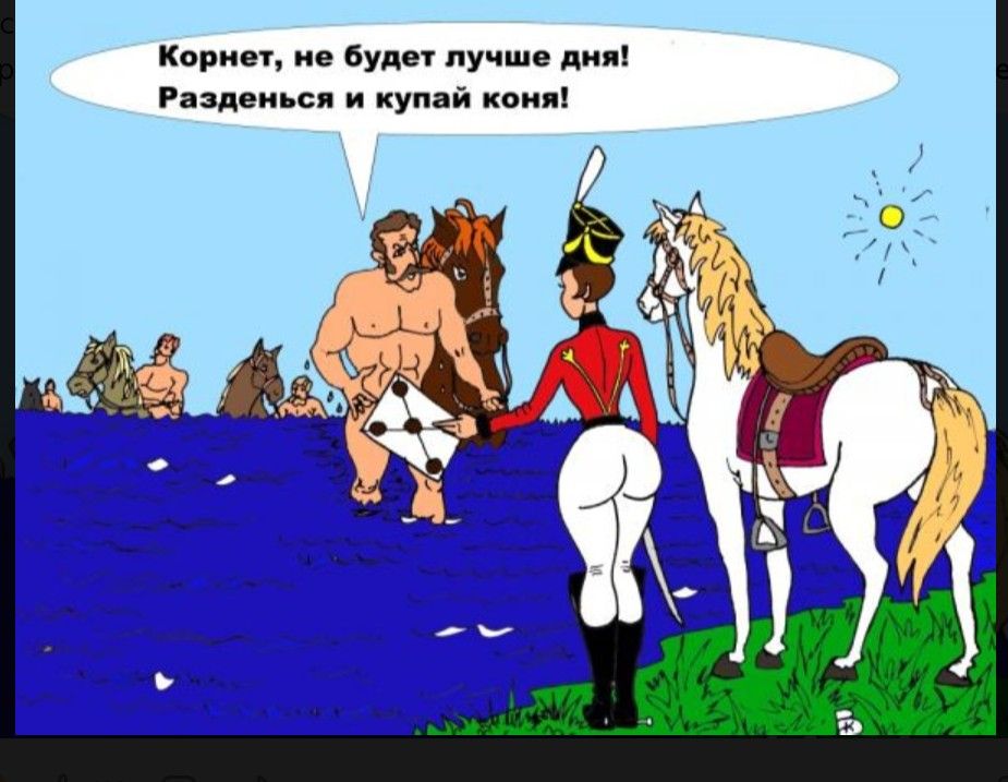Корнет, не будет лучше дня! Разденься и купай коня!