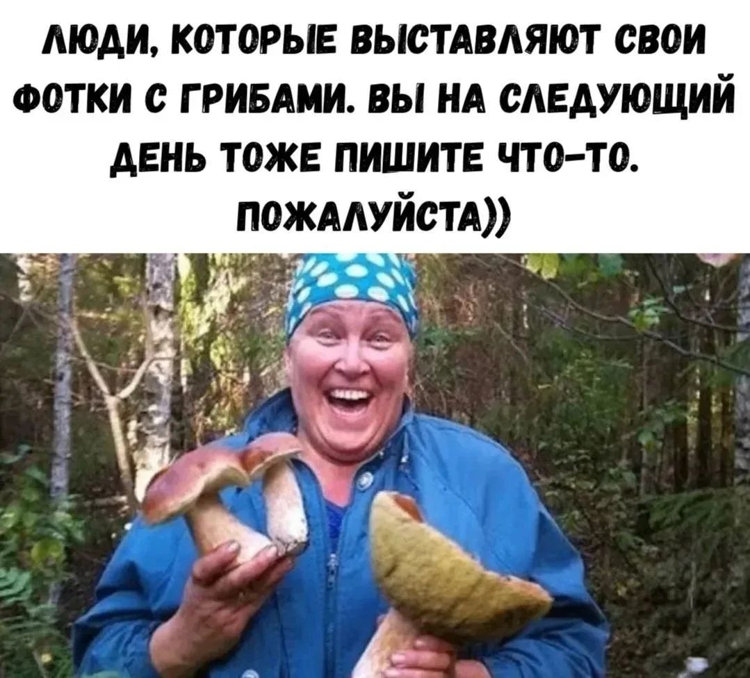 ЛЮДИ, КОТОРЫЕ ВЫСТАВЛЯЮТ СВОИ ФОТКИ С ГРИБАМИ. ВЫ НА СЛЕДУЮЩИЙ ДЕНЬ ТОЖЕ ПИШИТЕ ЧТО-ТО. ПОЖАЛУЙСТА))