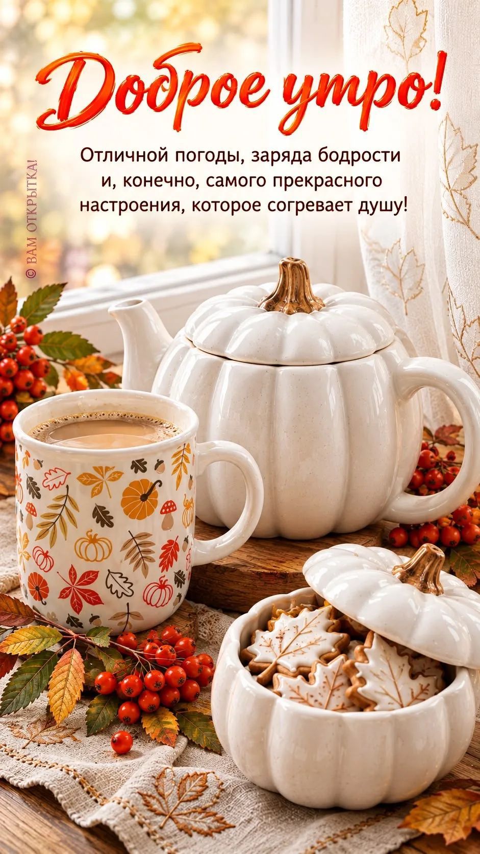 Доброе утро! Отличной погоды, заряда бодрости и, конечно, самого прекрасного настроения, которое согревает душу!