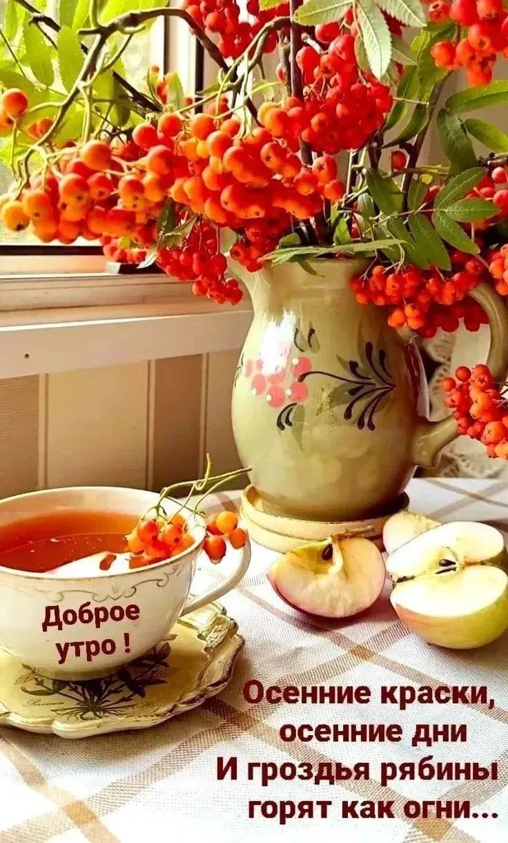 Доброе утро! Осенние краски, осенние дни И гроздья рябины горят как огни...