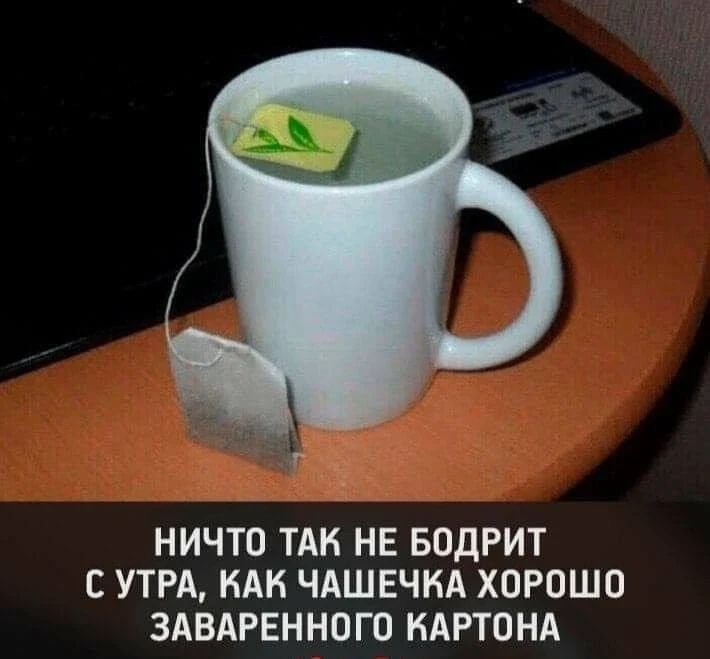 НИЧТО ТАК НЕ БОДРИТ С УТРА, КАК ЧАШЕЧКА ХОРОШО ЗАВАРЕННОГО КАРТОНА