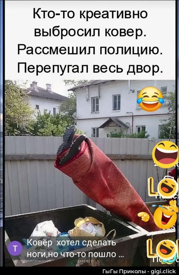 Кто-то креативно выбросил ковер. Рассмешил полицию. Перепугал весь двор. Ковёр хотел сделать ноги, но что-то пошло ...