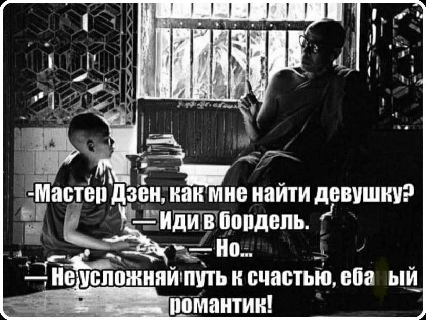 Мастер Дзен, как мне найти девушку? Иди в бордель. Но... Не усложняй путь к счастью, ебаный романтик!