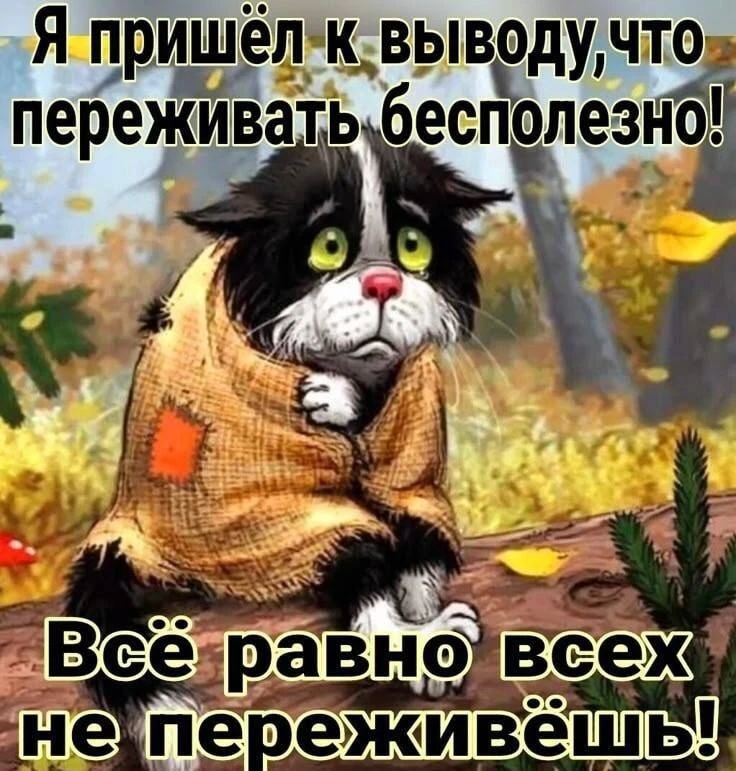 Я пришёл к выводу, что переживать бесполезно! Всё равно всех не переживёшь!