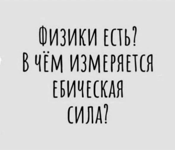 ФИЗИКИ ЕСТЬ? В ЧЁМ ИЗМЕРЯЕТСЯ ЕБИЧЕСКАЯ СИЛА?