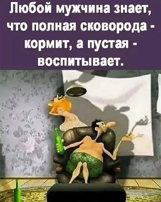 Любой мужчина знает, что полная сковорода - кормит, а пустая - воспитывает.