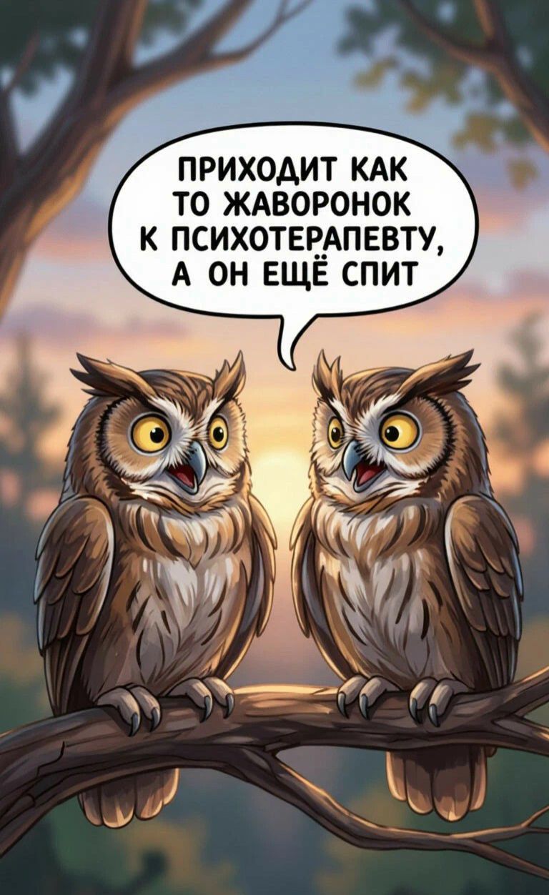 ПРИХОДИТ КАК ТО ЖАВОРОНОК К ПСИХОТЕРАПЕВТУ, А ОН ЕЩЁ СПИТ