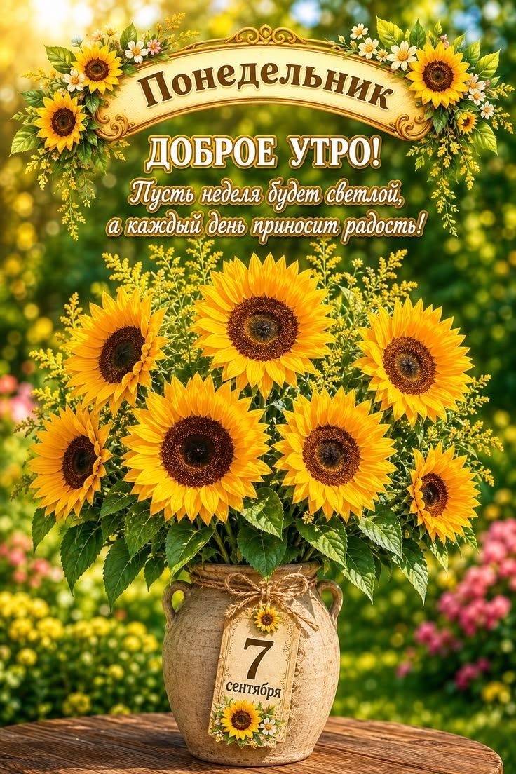 Понедельник ДОБРОЕ УТРО! Пусть неделя будет светлой, а каждый день приносит радость! 7 сентября