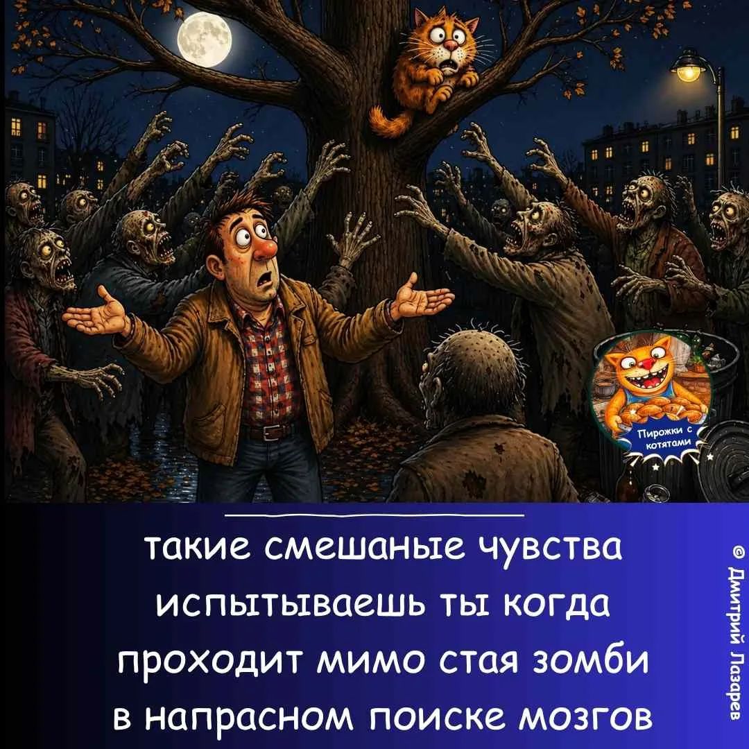 такие смешанные чувства испытываешь ты когда проходит мимо стая зомби в напрасном поиске мозгов Пирожки с котятами Дмитрий Лазарев