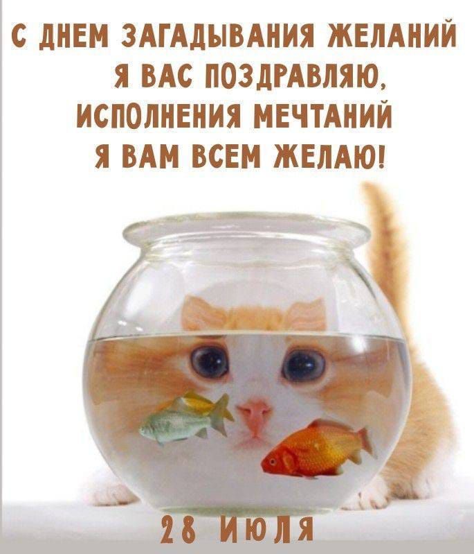 С ДНЕМ ЗАГАДЫВАНИЯ ЖЕЛАНИЙ Я ВАС ПОЗДРАВЛЯЮ, ИСПОЛНЕНИЯ МЕЧТАНИЙ Я ВАМ ВСЕМ ЖЕЛАЮ! 28 ИЮЛЯ