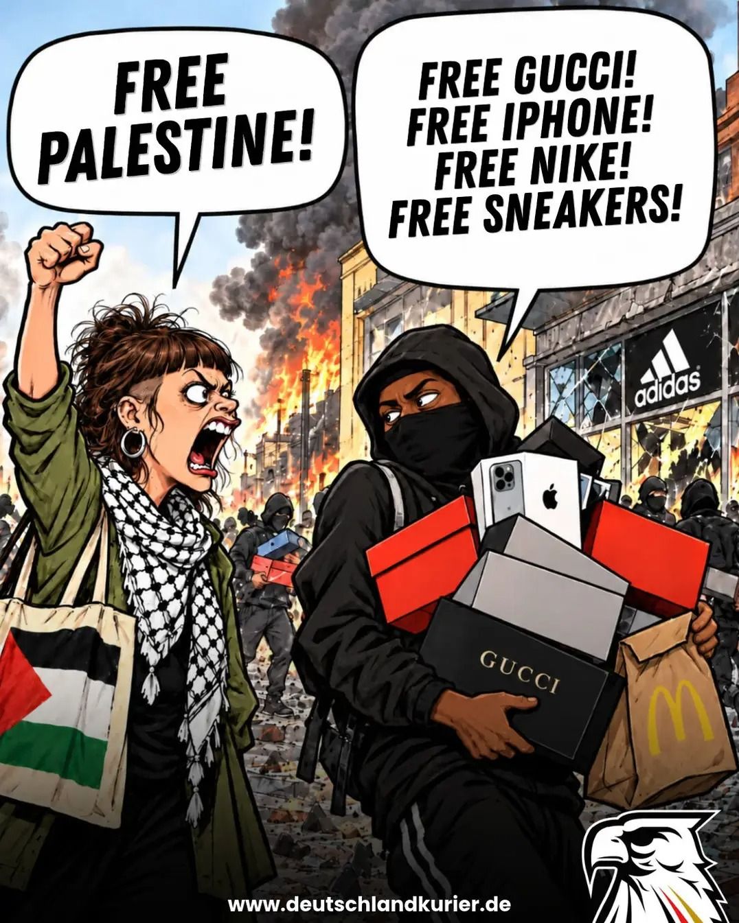 FREE PALESTINE! FREE GUCCI! FREE IPHONE! FREE NIKE! FREE SNEAKERS!