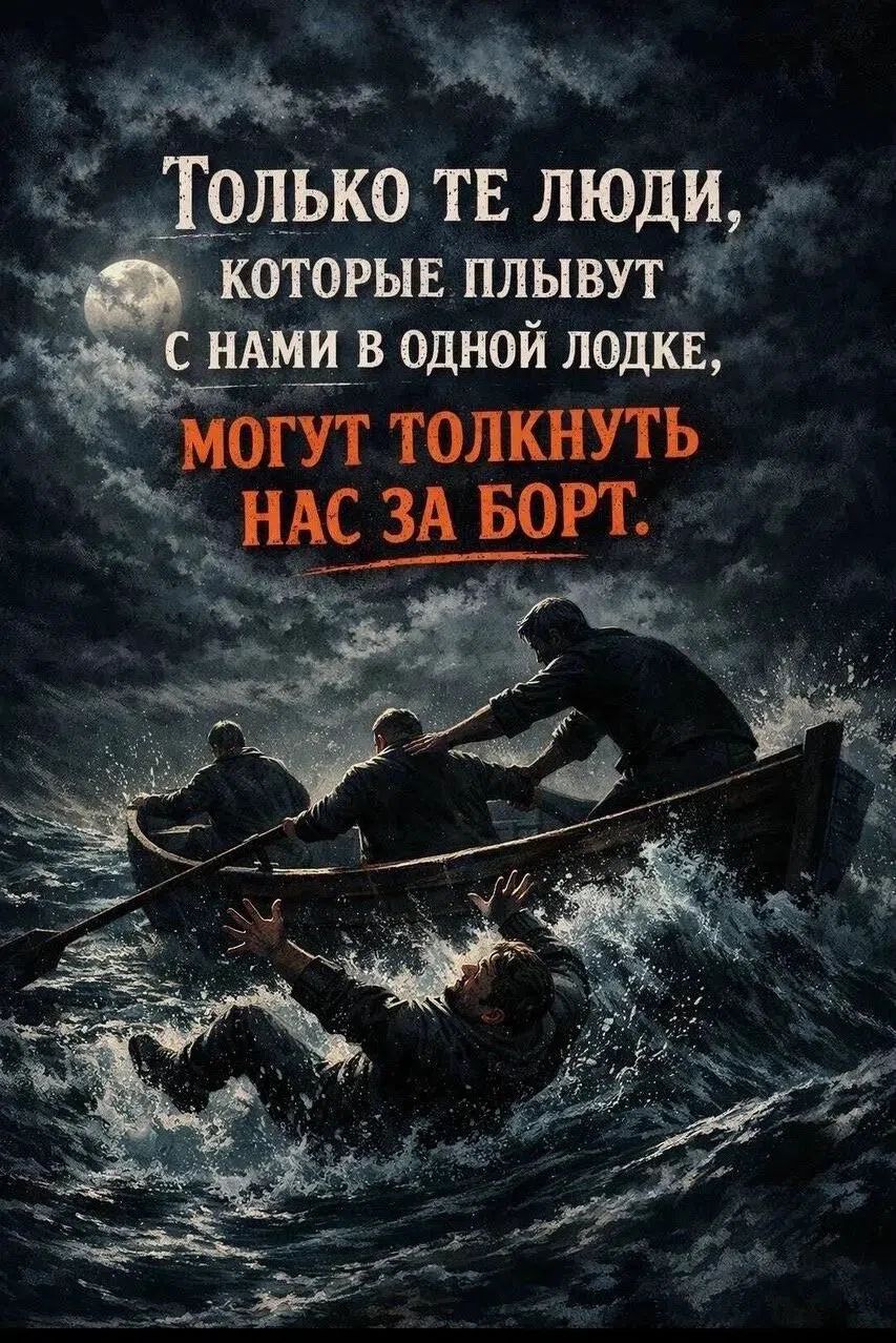 Только те люди, которые плывут с нами в одной лодке, могут толкнуть нас за борт.
