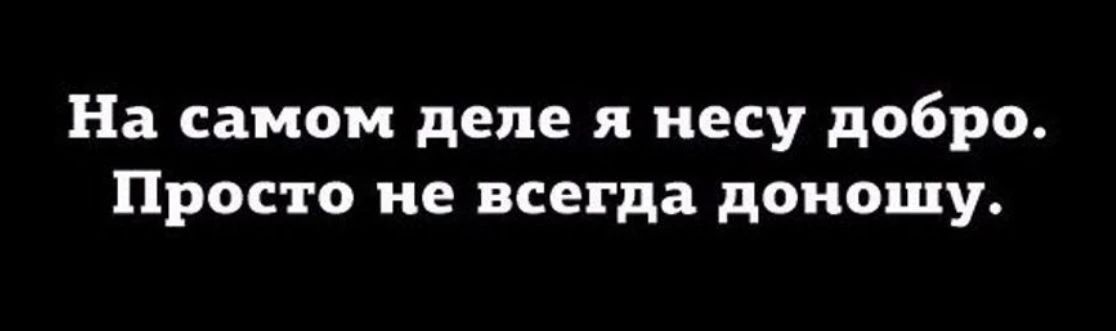 На самом деле я несу добро. Просто не всегда доношу.