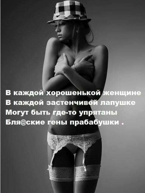 В каждой хорошенькой женщине В каждой застенчивой лапушке Могут быть где-то упрятаны Блядские гены прабабушки.