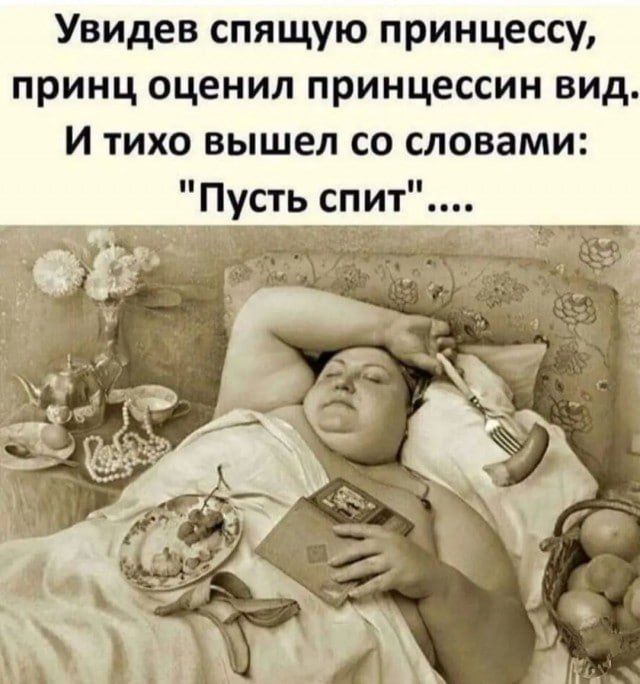 Увидев спящую принцессу, принц оценил принцессин вид. И тихо вышел со словами: 