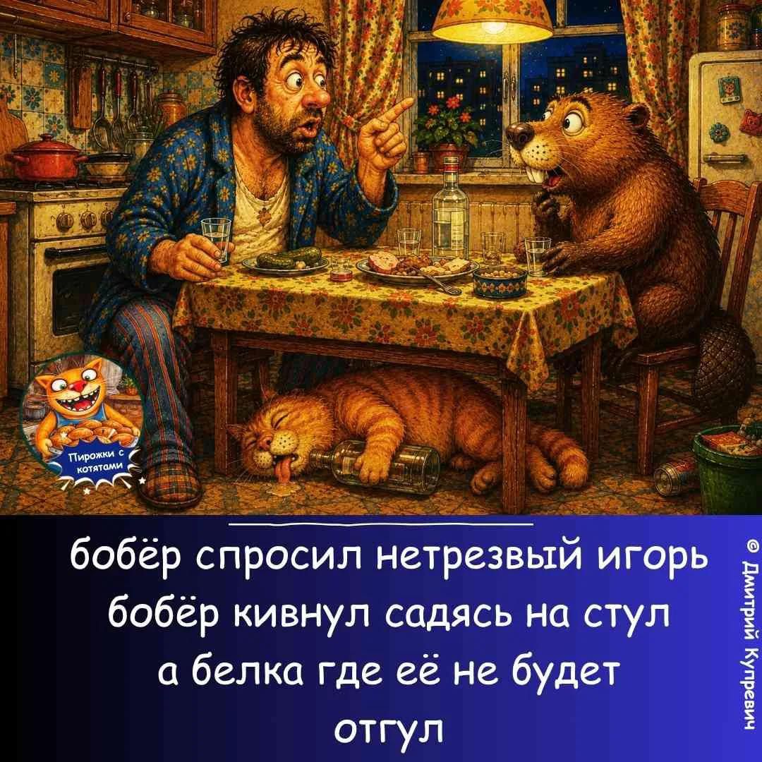 Пирожки с котятами. бобёр спросил нетрезвый игорь бобёр кивнул садясь на стул а белка где её не будет отгул