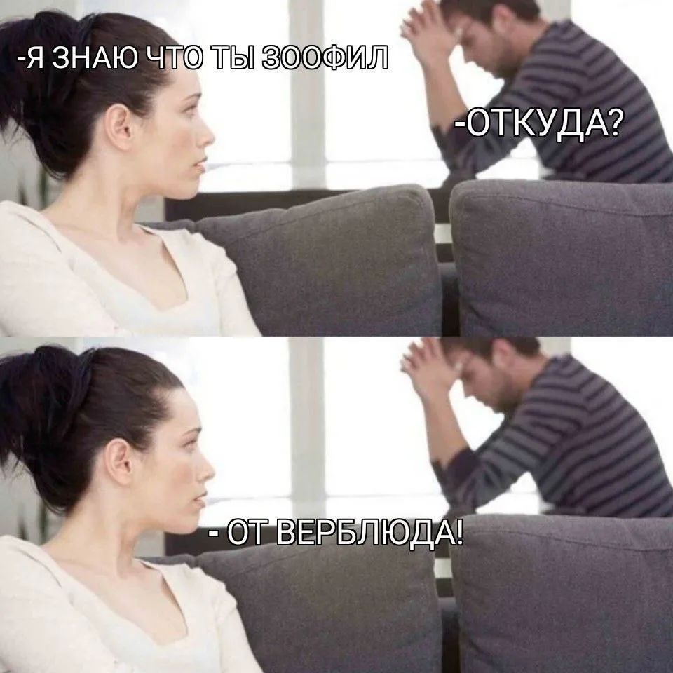 -Я ЗНАЮ ЧТО ТЫ ЗООФИЛ -ОТКУДА? - ОТ ВЕРБЛЮДА!
