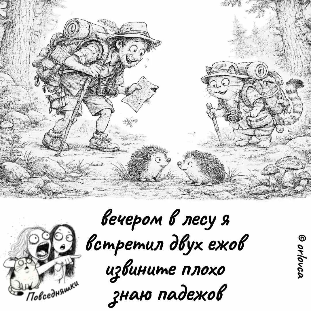 вечером в лесу я встретил двух ежов извините плохо знаю падежов