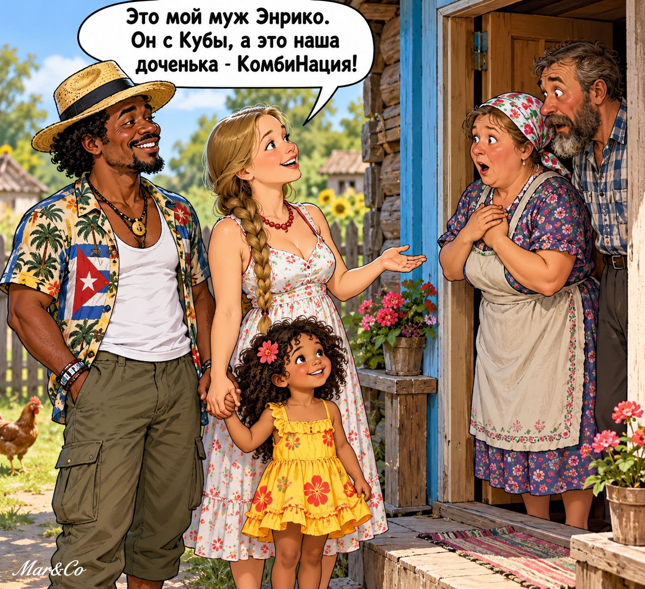 Это мой муж Энрико. Он с Кубы, а это наша доченька - КомбиНация!