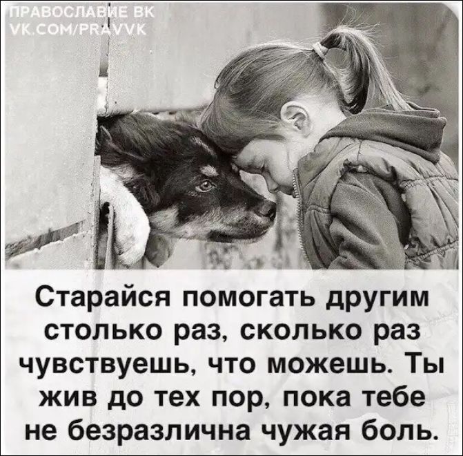 ПРАВОСЛАВИЕ ВК VK.COM/PRAVVK Старайся помогать другим столько раз, сколько раз чувствуешь, что можешь. Ты жив до тех пор, пока тебе не безразлична чужая боль.