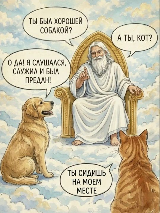 Ты был хорошей собакой? О да! Я слушался, служил и был предан! А ты, кот? Ты сидишь на моем месте