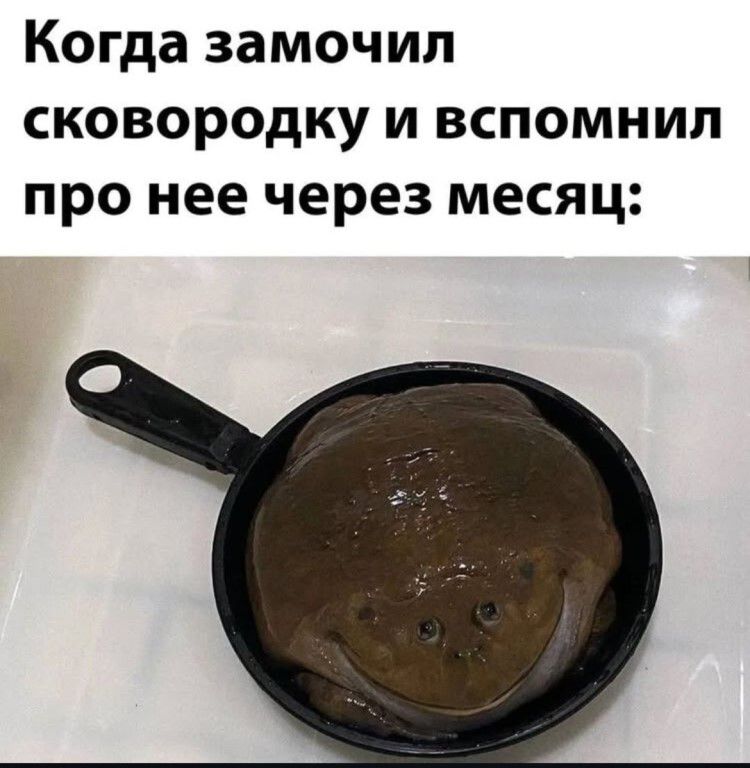 Когда замочил сковородку и вспомнил про нее через месяц: