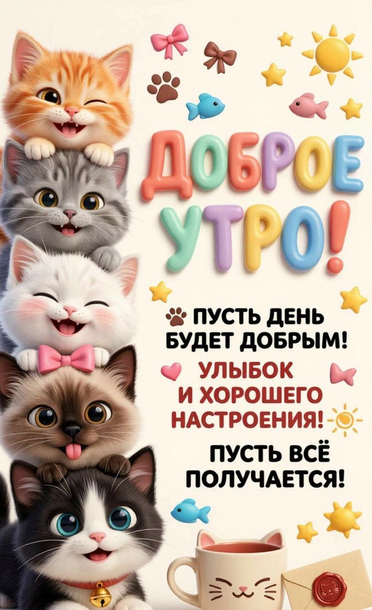 ДОБРОЕ УТРО! ПУСТЬ ДЕНЬ БУДЕТ ДОБРЫМ! УЛЫБОК И ХОРОШЕГО НАСТРОЕНИЯ! ПУСТЬ ВСЁ ПОЛУЧАЕТСЯ!
