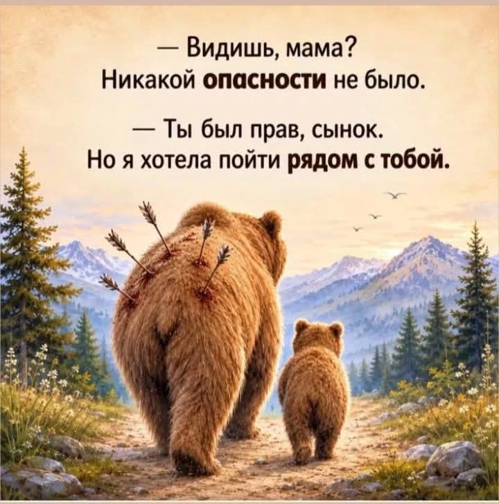 — Видишь, мама? Никакой опасности не было. — Ты был прав, сынок. Но я хотела пойти рядом с тобой.