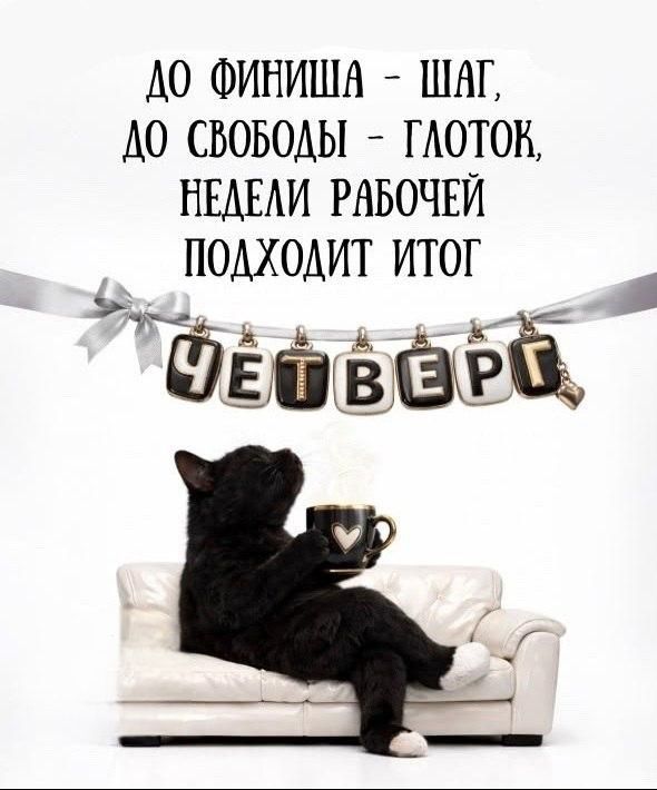 До финиша - шаг, до свободы - глоток, недели рабочей подходит итог. ЧЕТВЕРГ
